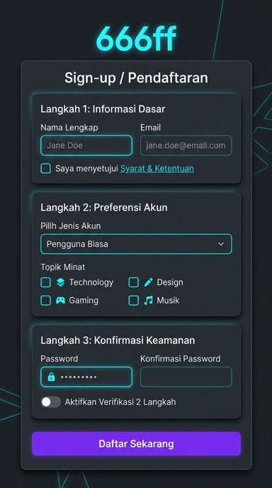 Tampilan halaman daftar 666ff