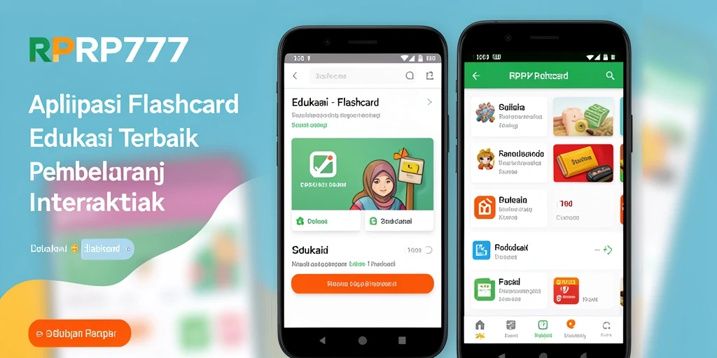 Tampilan antarmuka aplikasi Flashcard RPRP777 yang menarik dan interaktif.
