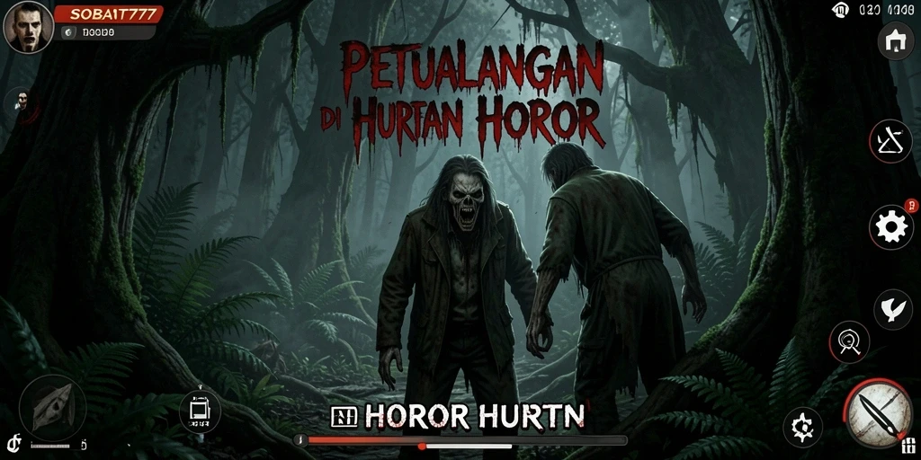 Antarmuka menakutkan dan mendebarkan dari game Horor Hutan SOBAT777.